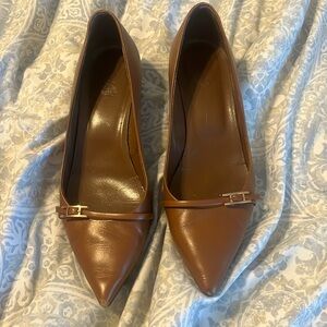 Hermes leather kitten heels